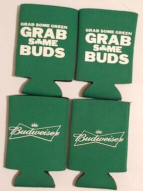 Budweiser St. Patrick's Day Grab Some Buds Can Coolers Set of 4